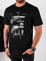 Pánske bavlnené tričko s potlačou čierne FashionStreet RX5430