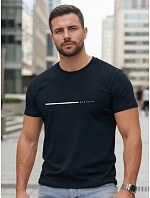 Tshirt męski bawełniany z napisem granatowy model 22305462 - FashionStreet