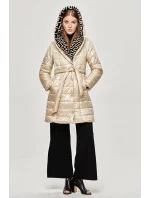 Dámska ľahká zimná bunda so zateplenou kapucňou ecru (omdl-019)