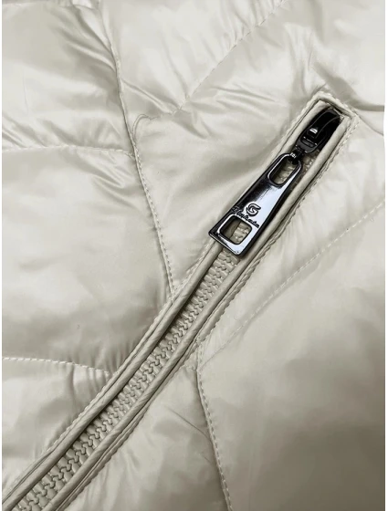 Prošívaná dámská bunda v ecru barvě pro přechodné období model 21247195 - Glakate