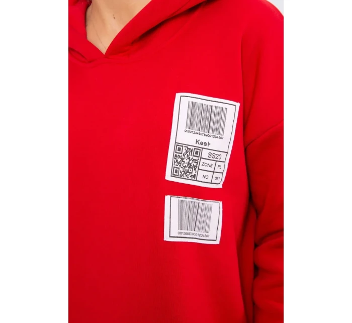 Mikina s kapucňou a nášivkami červená