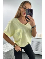 Bavlnená blúzka s vreckami žltá