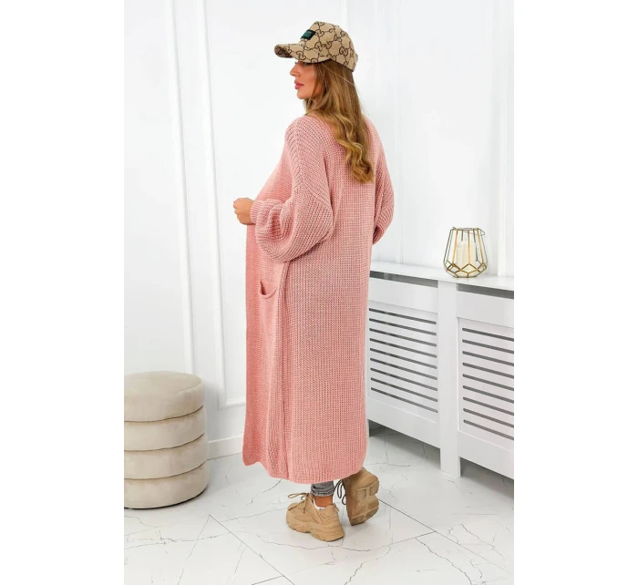 Sveter dlhý kardigán púdrovo ružový Sveter dlhý kardigán púdrovo ružový
