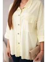 Dámske bavlnené tričko s vreckami žlté