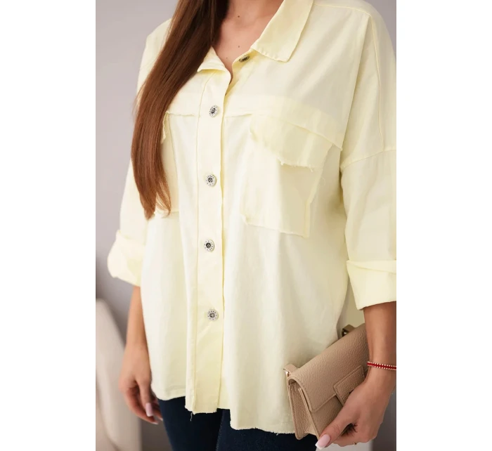 Dámske bavlnené tričko s vreckami žlté