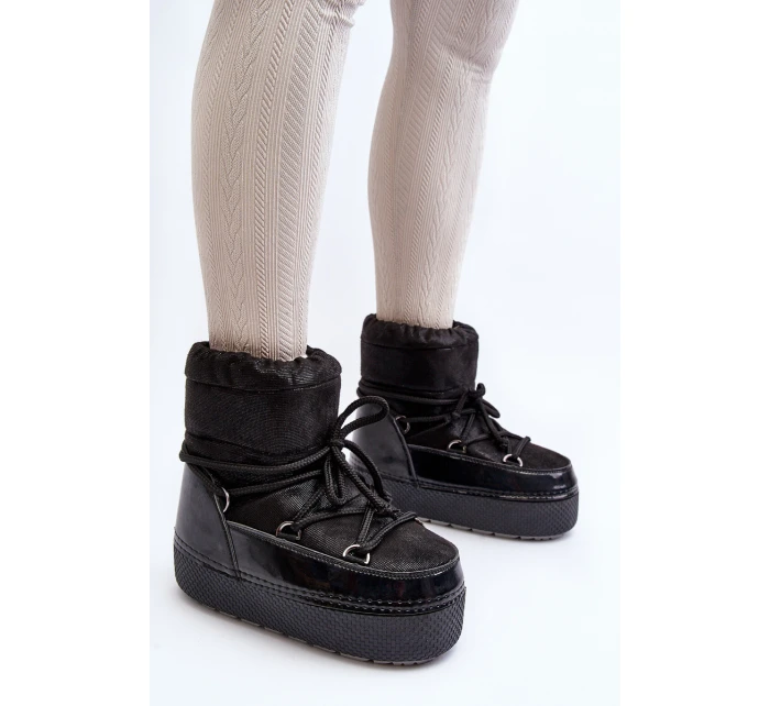 Damskie Śniegowce Z Wiązaniem Czarne Toolsa Damskie Śniegowce Z Wiązaniem Czarne Toolsa