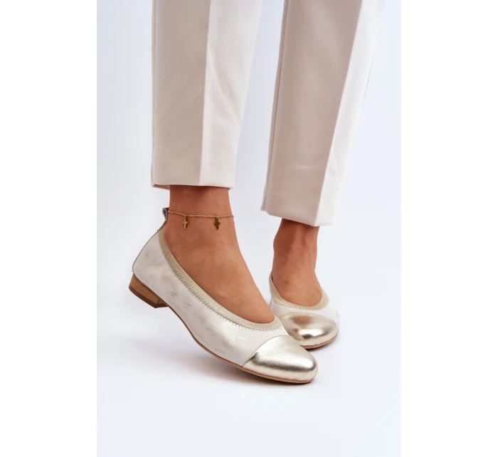 Kožené baleríny Zlaté model 21646187 - Zazoo