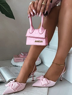 Dámské sandály na podpatku s mašlí Růžové Hestia