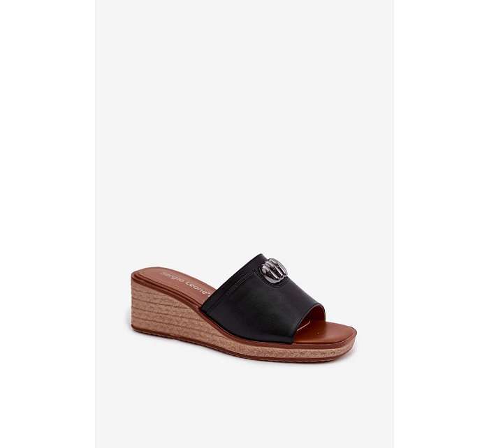 Dámské pantofle na platformě s   Černé model 22101421 - SERGIO LEONE