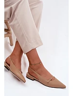 Kožené sandály na nízkém podpatku Maciejka K7449-04 tmavě béžové