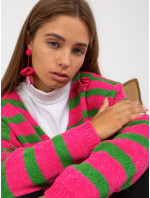 Ružovo-zelený pruhovaný oversize sveter OCH BELLA
