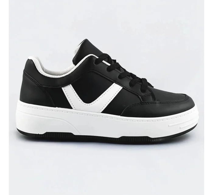 Čierno-biele dámske športové šnurovacie topánky (S070)