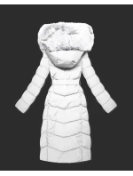 Biela dámska zimná bunda s kožušinovým panelom S'West (B8525-26)