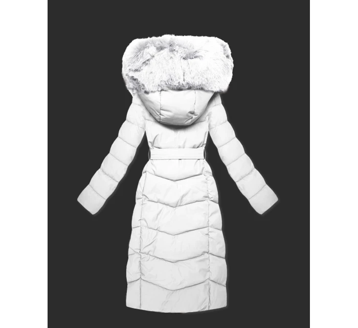 Biela dámska zimná bunda s kožušinovým panelom S'West (B8525-26)