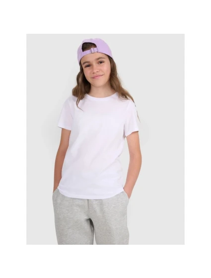 Dievčenské jednofarebné tričko 4F 4FJRMM00TTSHF3231-10S