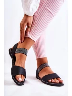 Klasyczne Skórzane Sandały Z Ćwiekami Czarne Shelly
