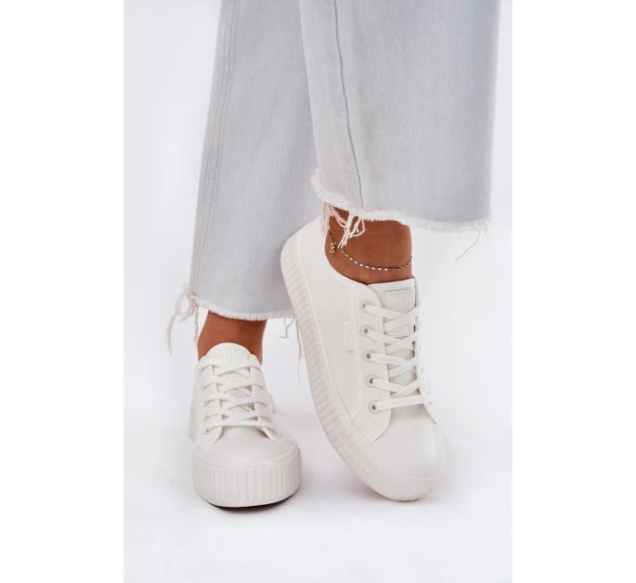 Materiałowe Trampki Damskie Na Platformie Big Star RR274776 Białe