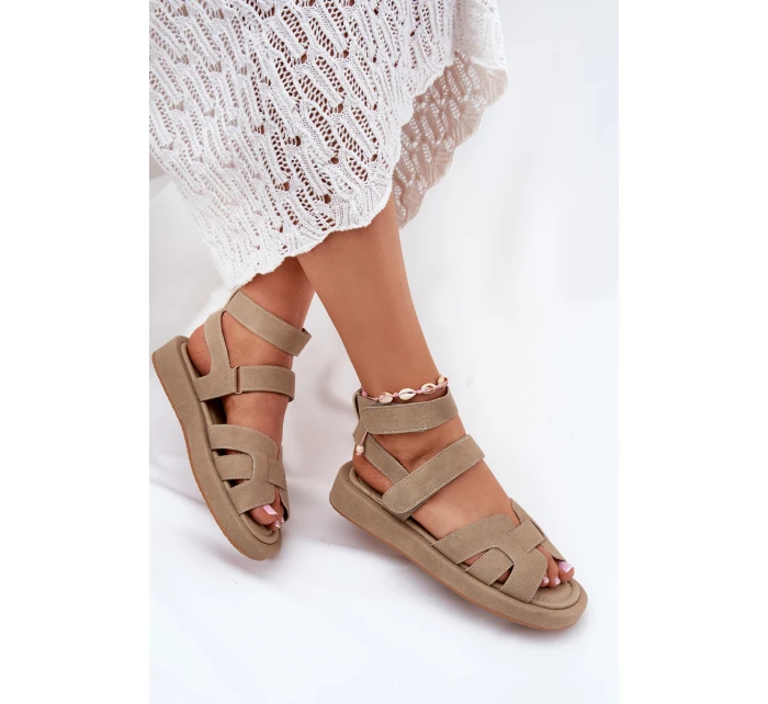 Sandały Damskie Z Rzepami Khaki Uvissa