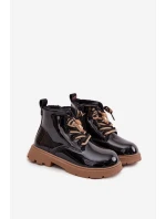 Ocieplane Botki Dziecięce Lakierowane Z Przypinką Miś Czarne Jovellea Ocieplane Botki Dziecięce Lakierowane Z Przypinką Miś Czarne Jovellea