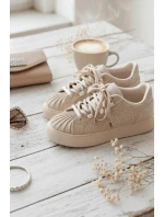 Ozdobené dámské tenisky béžové model 21834860 - Boto