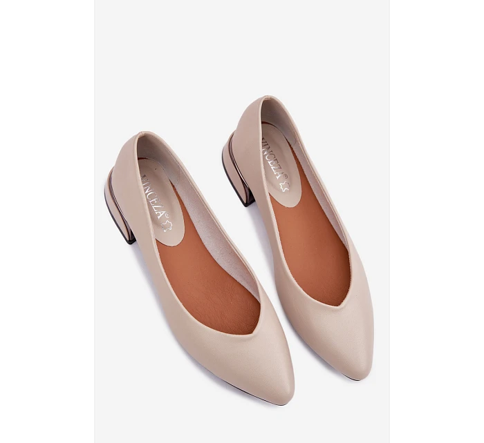 Baleríny Vinceza Béžové na nízkém podpatku