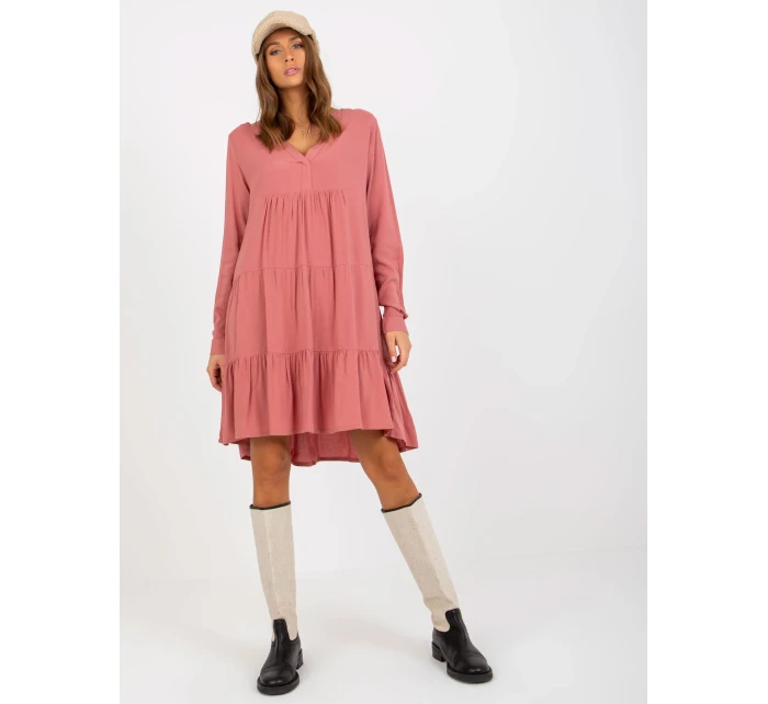 Šaty D73761M30361A tmavo ružové