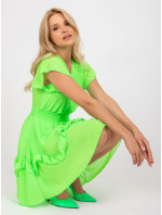 Fluo zelené mini šaty s volánom