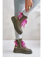 Dámske členkové topánky na platforme s ozdobným čipkovaným leopardím vzorom zelené Edidda Dámske členkové topánky na platforme s ozdobným čipkovaným leopardím vzorom zelené Edidda