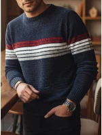 Pánsky pruhovaný tmavomodrý sveter FashionStreet WX2281