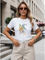 Dámske tričko s potlačou talianskej krajiny, biele, FashionStreet NX8018RY Dámske tričko s potlačou talianskej krajiny, biele, FashionStreet NX8018RY