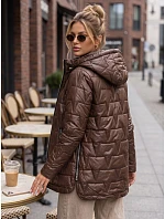 Dámska prešívaná bunda s odnímateľnou kapucňou, hnedá, FashionStreet TY5796