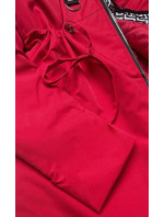 Červená dámska bunda parka s kapucňou (B8043-4026)