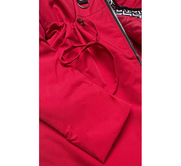 Červená dámska bunda parka s kapucňou (B8043-4026)