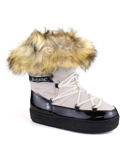 Šněrovací sněhule na platformě s kožešinou W model 18974979 beige - VINCEZA