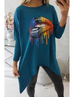Oversize blúzka s potlačou dúhových pier marine Oversize blúzka s potlačou dúhových pier marine