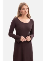 Midi šaty z úpletu tmavá čokoláda model 21379974 - BeWear