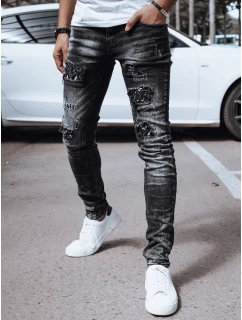 Pánske čierne džínsové nohavice FashionStreet UX4328