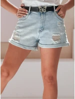 Dámské džínové šortky s páskem blue Dstreet model 21987623 - FashionStreet Dámské džínové šortky s páskem blue Dstreet model 21987623 - FashionStreet