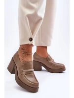 Skórzane Półbuty Na Słupku Z Ozdobą Ciemnobeżowe Lemar Gelanor Skórzane Półbuty Na Słupku Z Ozdobą Ciemnobeżowe Lemar Gelanor