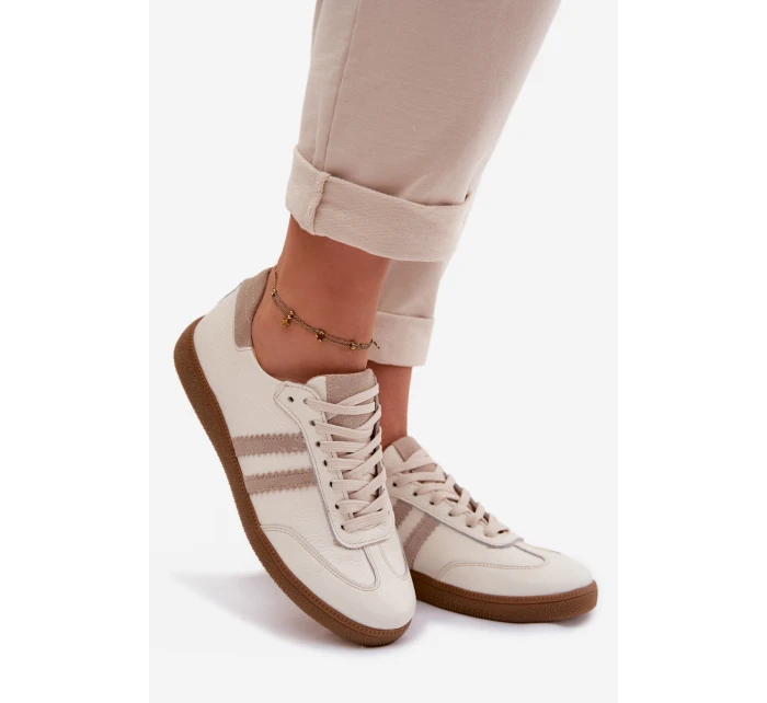 Zazoo N1068 Kožené Nízké Dámské Tenisky Béžové Zazoo N1068 Kožené Nízké Dámské Tenisky Béžové