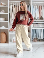 Dámské tepláky s širokými nohavicemi PREMIUM béžové Dstreet model 21988141 - FashionStreet