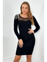 Pletené šaty s jedným ramenom čierne