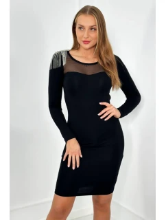 Pletené šaty s jedným ramenom čierne