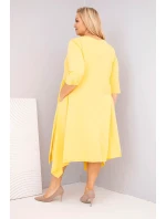 Dámske bavlnené šaty nadmernej veľkosti s asymetrickým lemom žltá