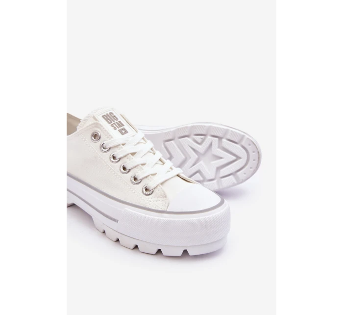Materiałowe Trampki Na Platformie Big Star LL274150 Białe Materiałowe Trampki Na Platformie Big Star LL274150 Białe