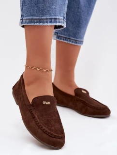 Dámské mokasíny s malým zlatým detailem čokoládové model 21954751 - Boto