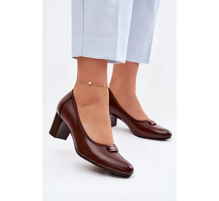 Lodičky na podpatku model 22100855 Hnědé - VINCEZA