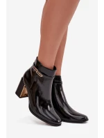Lakované členkové topánky s remienkom - čierne Dorelia