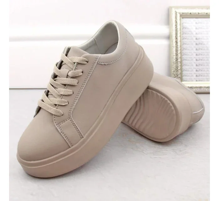 Dámska športová obuv na platforme W SP024 SK450A Beige - Sergio Leone Dámska športová obuv na platforme W SP024 SK450A Beige - Sergio Leone