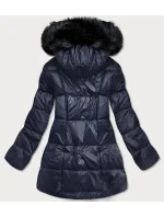 Tmavomodrá asymetrická dámska zimná bunda (8953-e) Tmavomodrá asymetrická dámska zimná bunda (8953-e)